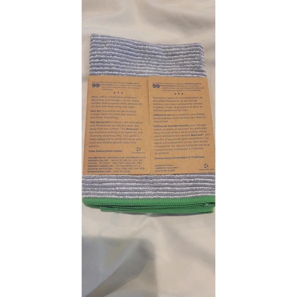 Norwex Bamboo Multipurpose Cloth, grey with green trim